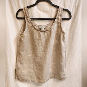 Banana Republic 100% Irish linen tank with embroidery detail size small tan/ecru